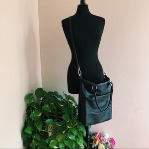 Merona Crossbody Black Faux Leather Tote